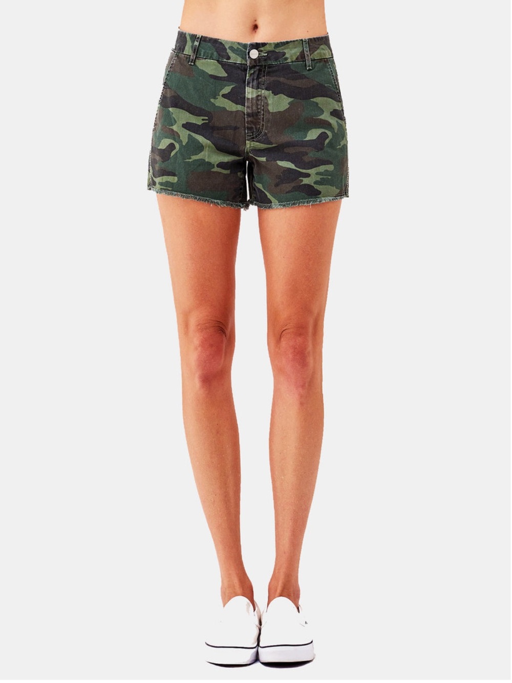 Sundry Green Camo Shorts with Red Side Stripes